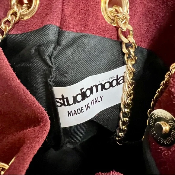 Studded Suede Bucket Bag with Chain Strap - Picture 6 of 15